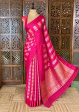 Rani Pink Banarasi Crape silk saree - PBRHC3A