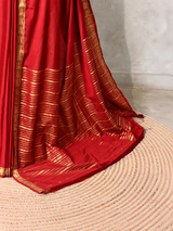 Red Semi Mysore crepe Silk Saree - PBRMJ6F
