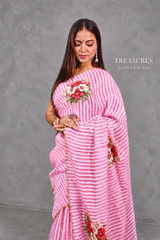 Pink Pure Kora tissue Saree- PBRARSH1B