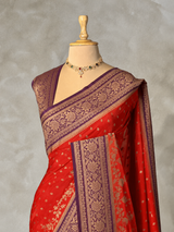 Orange and Violet Georgette saree- PBRSB1G