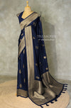 Navy Blue Viscose Silk Saree - PBRATH5E