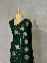 Bottle Green crape silk saree - PBRNAK2E