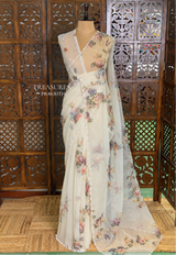 White organza Designer saree- PBRCK2