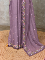 Dark Lavender Organza Designer saree- PBRCK7D
