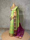 Pastal green and magenta semi kanchipuram soft silk saree - PSSN218