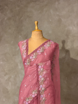 Mauve pink Organza Designer saree- PBRCK7E