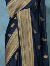 Navy Blue Viscose Silk Saree - PBRATH5E