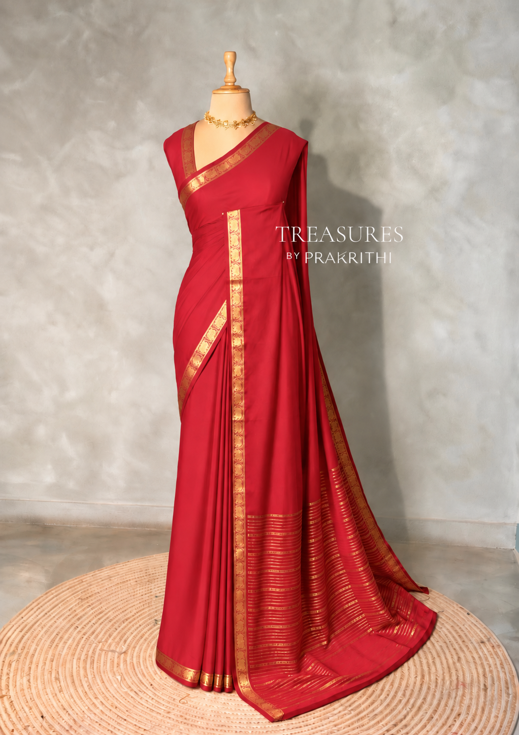 Red Semi Mysore crepe Silk Saree - PBRMJ6F