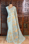 Pastal blue and goldorganza silk saree- PBR43G1