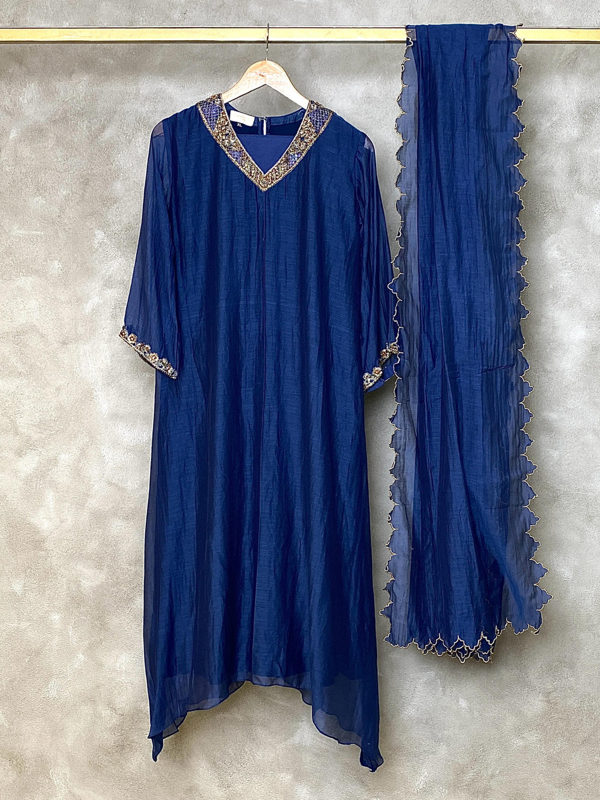 Blue chanderi salwar set - SLN08