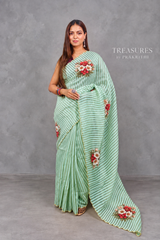 Emerald Green Pure Kora tissue Saree- PBRARSH1C