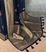Navy Blue Viscose Silk Saree - PBRATH5E