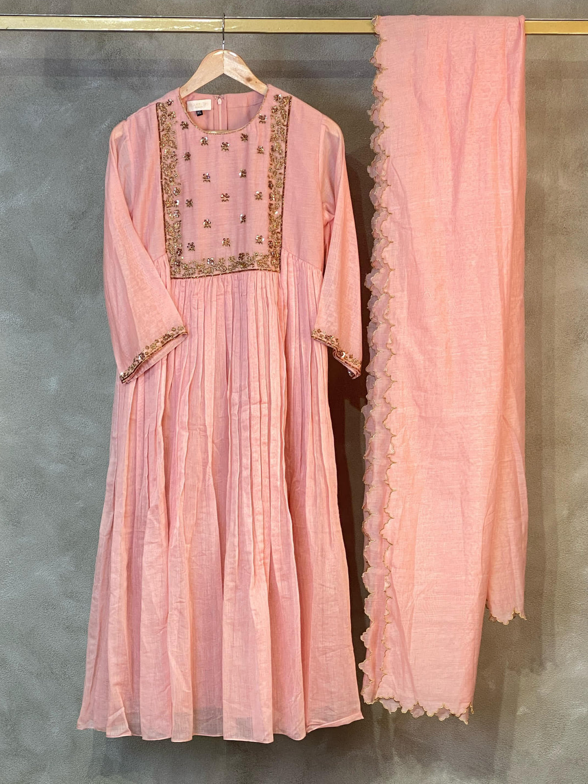 Peach chanderi salwar set - SLN05