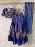 Royal blue pure raw silk lehenga set - PL10