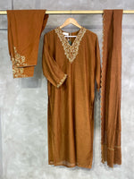 Brown chanderi salwar set - SNL14