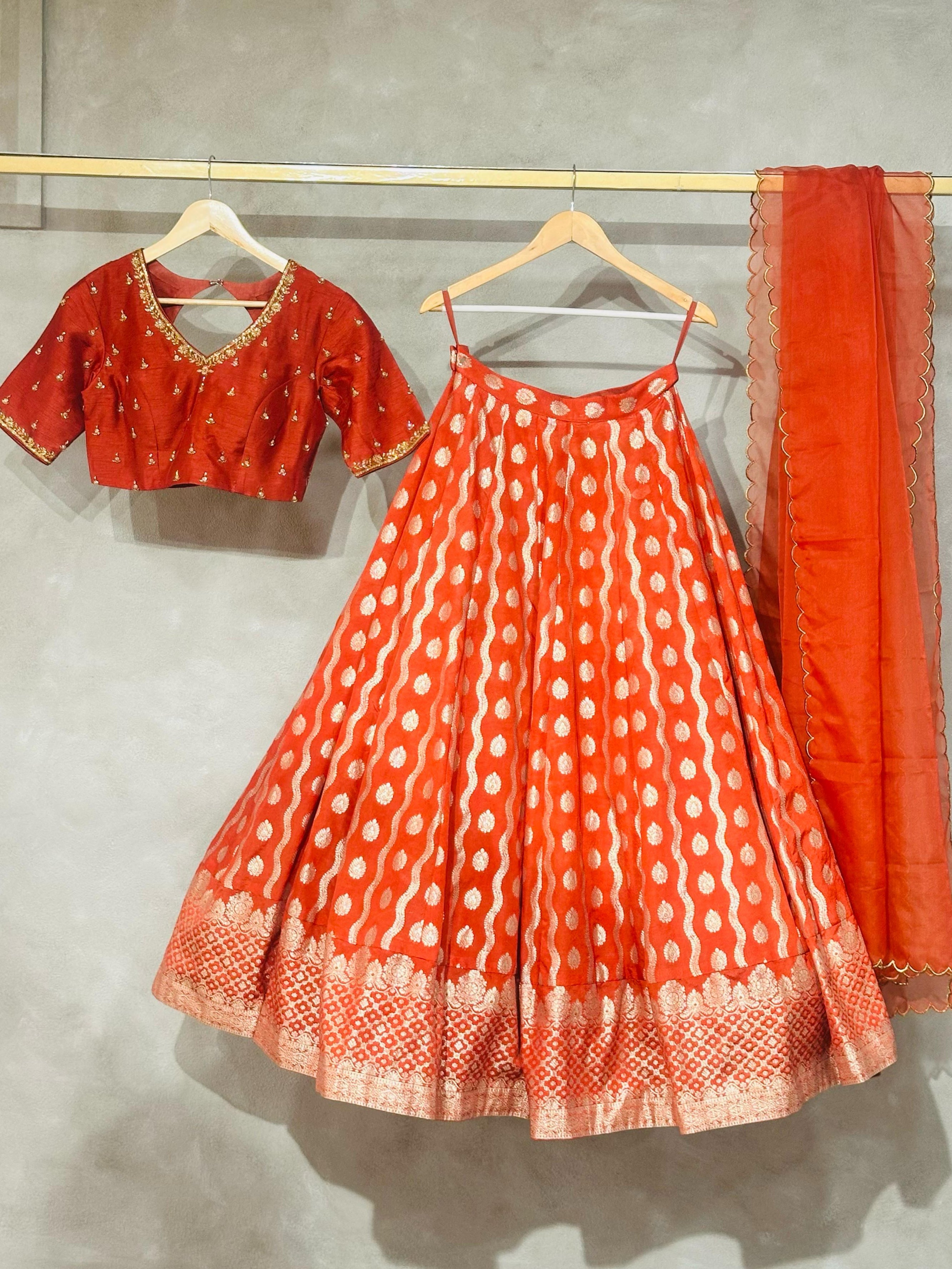 Burnt orange lehenga set - PL04