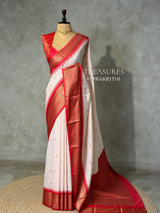Off white and Red Silk saree - PBRZU8A