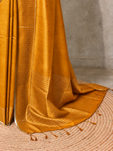 Dark yellow semi tusser silk saree - PBRSS3F