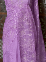 Lavender Turkish organza silk saree- PBR43A1