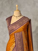 Mustard Yellow and Violet Georgette saree- PBRSB1F