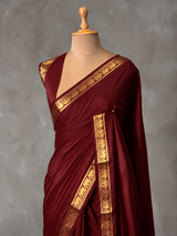 Maroon mysore crepe Silk Saree - PBRMJ1L