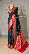 Black and Red Silk saree - PBRZU7A