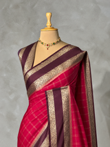 Dark pink and Wine Crepe silk saree- PBRSB3I
