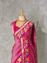 Rani pink Banarasi crape silk saree - PBRNAK3I