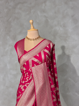 Dark Pink Banarasi Georgette fabric saree- PBRVAR1B