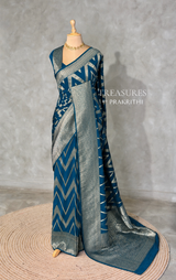 Teal Blue Banarasi Georgette fabric saree- PBRVAR1C