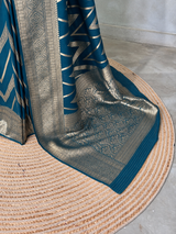 Teal Blue Banarasi Georgette fabric saree- PBRVAR1C