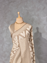 Off White Banarasi Georgette fabric saree- PBRVAR1D