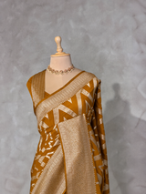 Mustard yellow Georgette fabric saree- PBRVAR1H