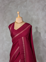 Deep Maroon Chanderi silk cotton saree- PBRNAK4A