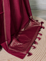 Deep Maroon Chanderi silk cotton saree- PBRNAK4A