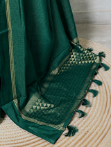 Dark Green Chanderi silk cotton saree- PBRNAK4G