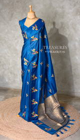 Blue Banarasi satin silk saree - PBRMM5A