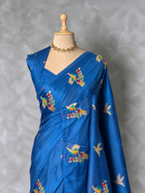 Blue Banarasi satin silk saree - PBRMM5A