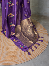 Violet Banarasi satin silk saree - PBRMM5F