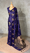 Bluish Violet Banarasi satin silk saree - PBRMM5G