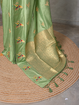 Pista Green Banarasi satin silk saree - PBRMM5H