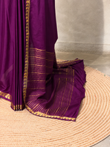 Wine Semi Mysore crepe Silk Saree - PBRMJ4C