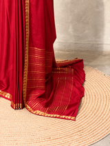 Wine Semi Mysore crepe Silk Saree - PBRMJ4D