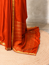Orange Semi Mysore crepe Silk Saree - PBRMJ4F