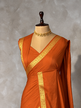 Orange Semi Mysore crepe Silk Saree - PBRMJ5C