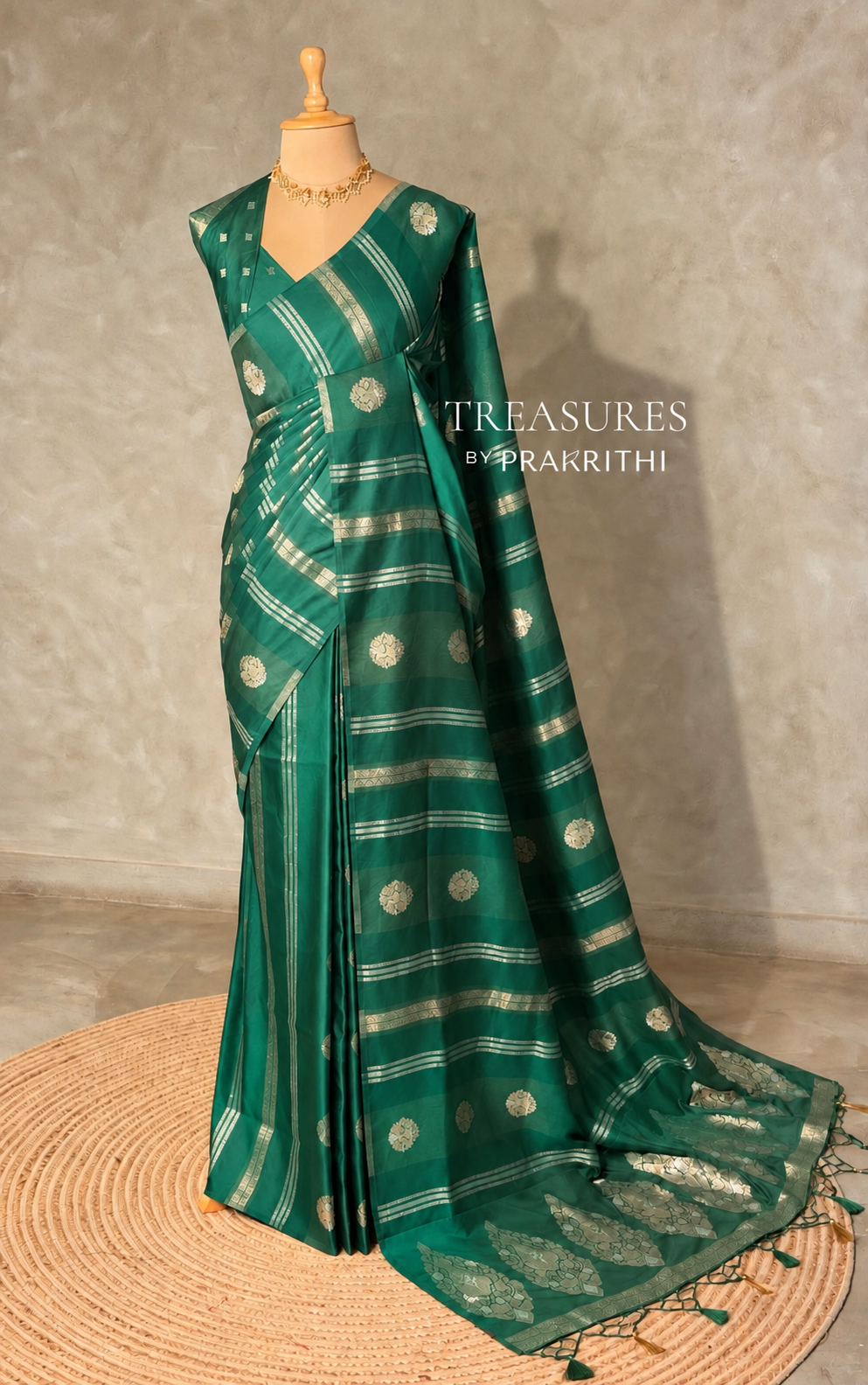 Green Banarasi Satin silk Saree - PBRMM6B