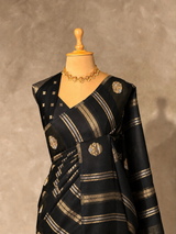 Black Banarasi Satin silk Saree - PBRMM6G