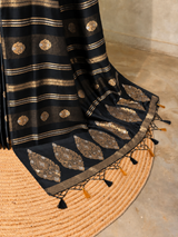 Black Banarasi Satin silk Saree - PBRMM6G