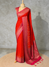 Orange and rani pink Georgette saree- PBRSB1J