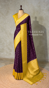 Purple and lime yellow Dola silk saree- PBRSB2H